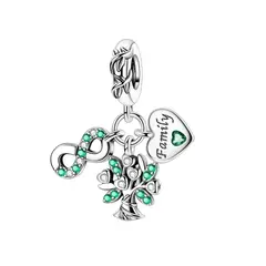 SILVER HEART - Charm Árbol de Vida con Circones Verdes en Plata Fina 925