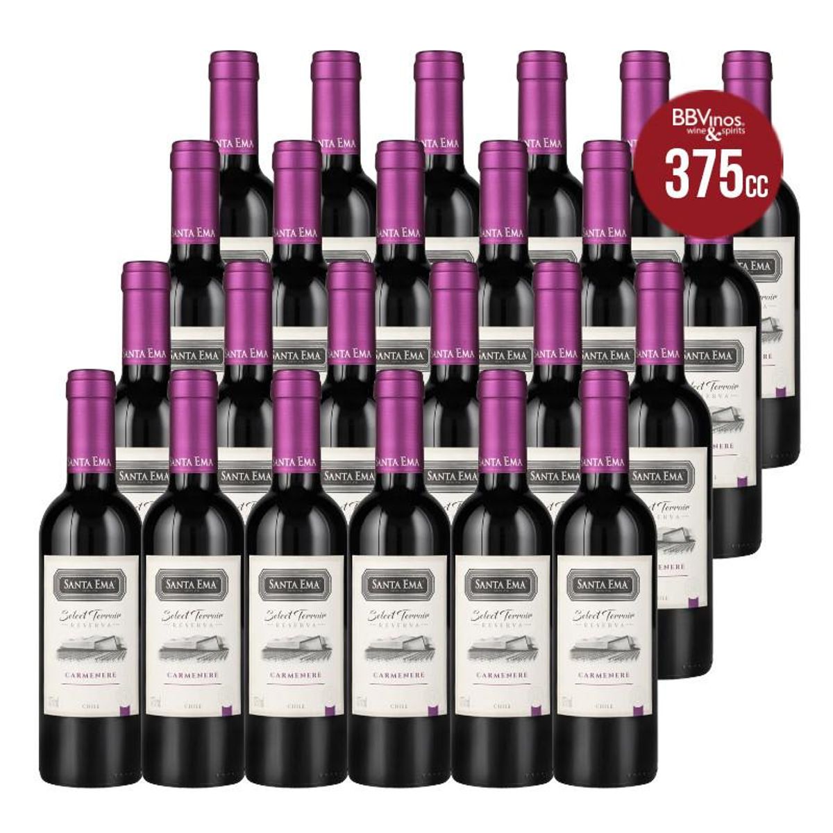 SANTA EMA - 24 Vinos Santa Ema Select Terroir Carmenere (375 ml) - Rojo