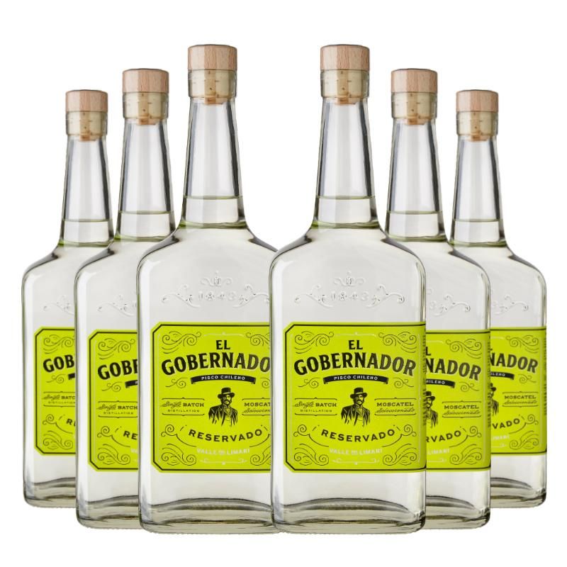 EL GOBERNADOR - 6 Pisco Gobernador, 700ml. - Transparente