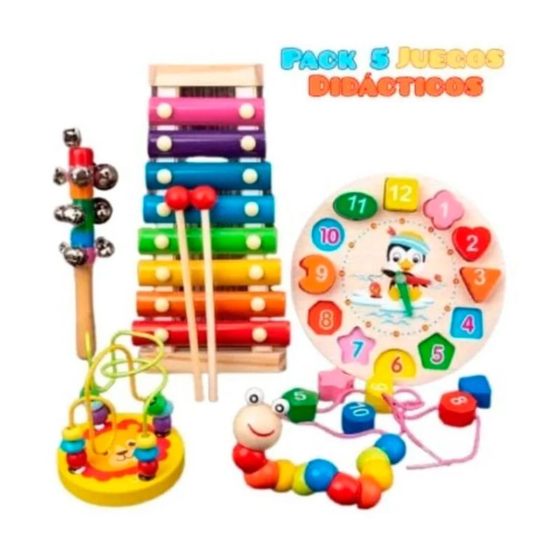 GENERICO - Juguetes Didácticos De Madera Para Niños Cognitivos Pack 5