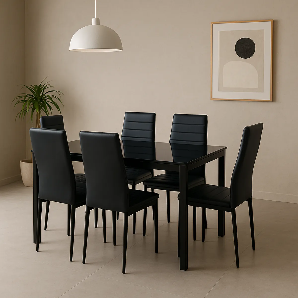 SWEET HOGAR - Comedor de vidrio color negro Modelo Asiatico