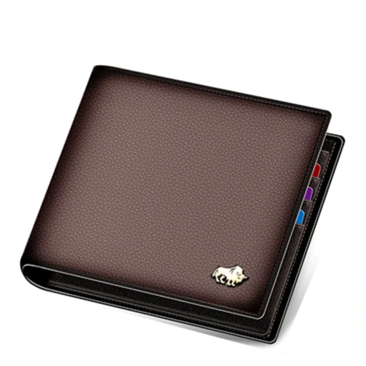 GENERICO - Billetera Delgada Cuero Genuino Lujo Bison Denim.