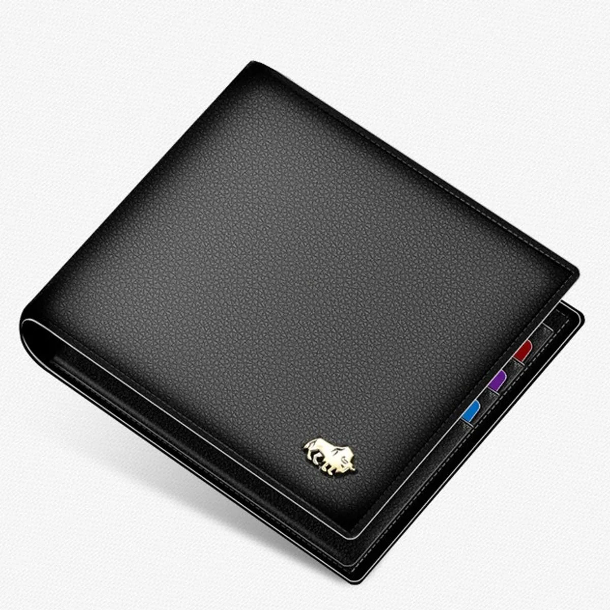 GENERICO - Billetera Delgada Cuero Genuino Lujo Bison Denim.