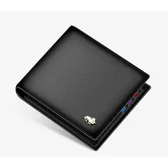 GENERICO - Billetera Delgada Cuero Genuino Lujo Bison Denim.