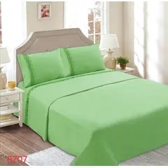 GENERICO - Juego de Sábanas 1 1/2 Plazas 144 Hilos con Broderie - Verde M8707