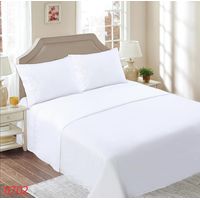 Juego de Sábanas 1 1/2 Plazas 144 Hilos con Broderie - Blanco M8702