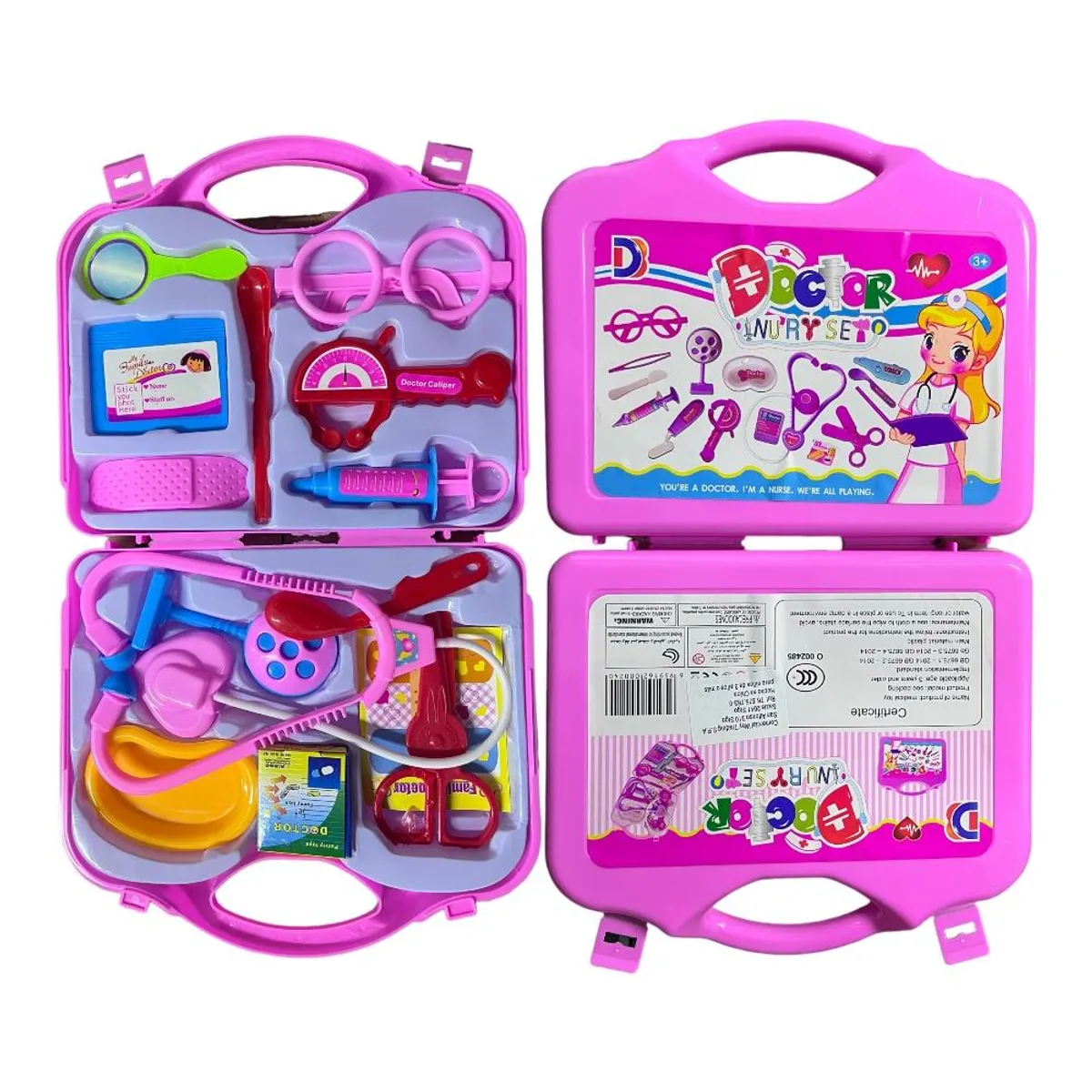 GENERICO - Kit Maleta Doctor Plana Médico Juguete Niños 14 Pcs Rosado