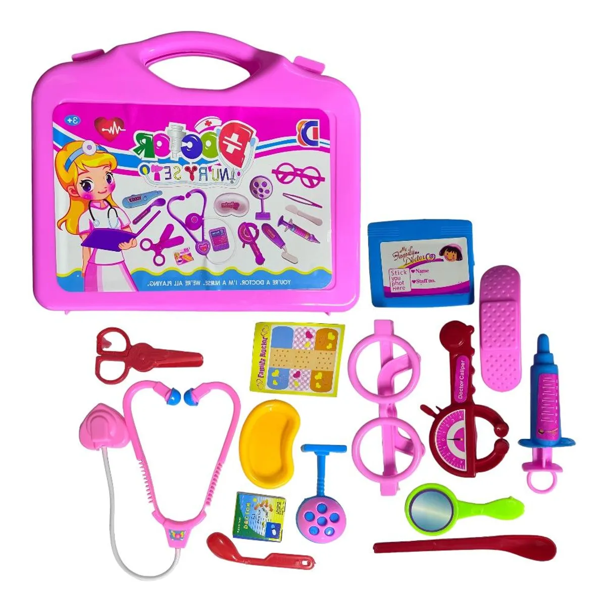 GENERICO - Kit Maleta Doctor Plana Médico Juguete Niños 14 Pcs Rosado