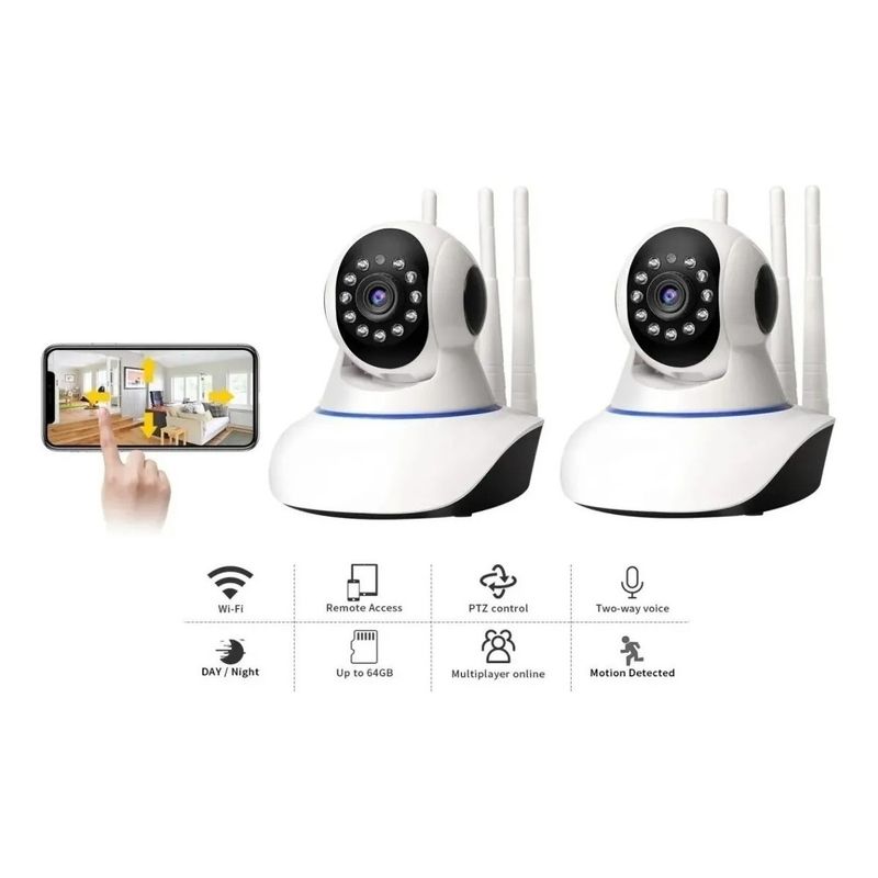 GENERICO - x2 Camara Vision nocturna Ip Wifi Hd  360° yoosee motorizada