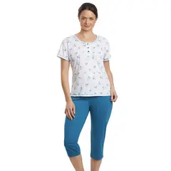 BECKIL - COD 1749 PIJAMA CAPRI ALGODON DELGADO, POLERA ESTAMPADA.