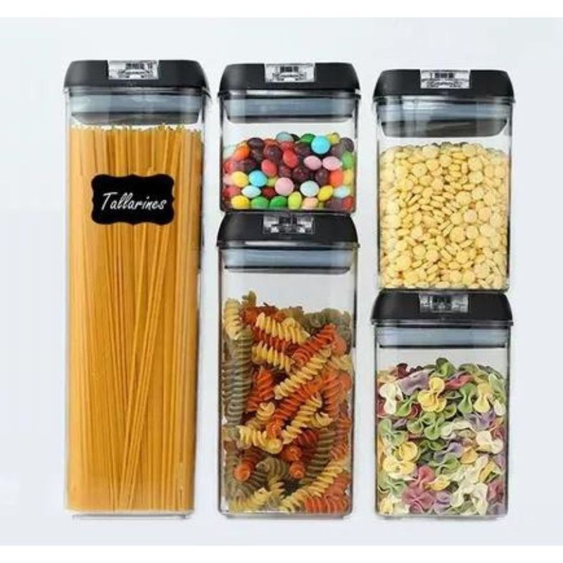 GENERICO - Pack 5 Envases Recipientes Hermeticos Especieros Cocina