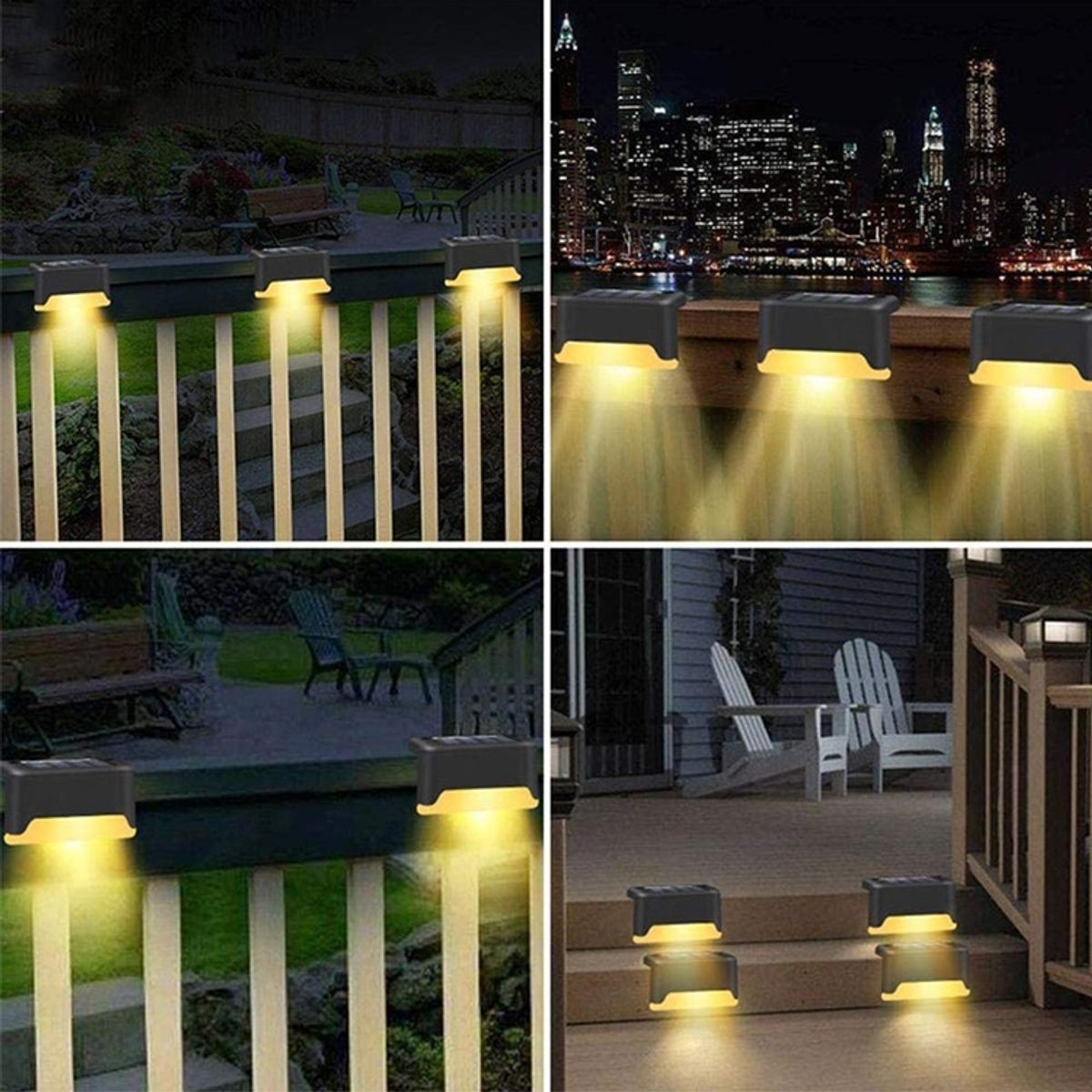 MIABU - Foco Solar exterior balcón escaleras bordes Pack x 4