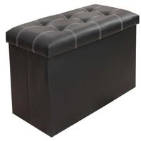 Pouf Baúl Banqueta Plegable Ecocuero 76 x 38 x 38 cm Puff Negro
