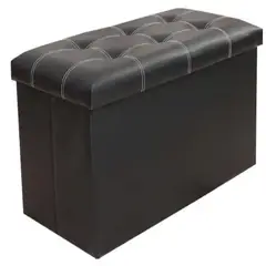 GENERICO - Pouf Baúl Banqueta Plegable Ecocuero 76 x 38 x 38 cm Puff Negro