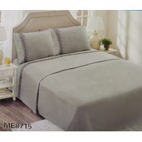 Juego de Sábanas 2 Plazas 144 Hilos con Broderie - Gris M8715