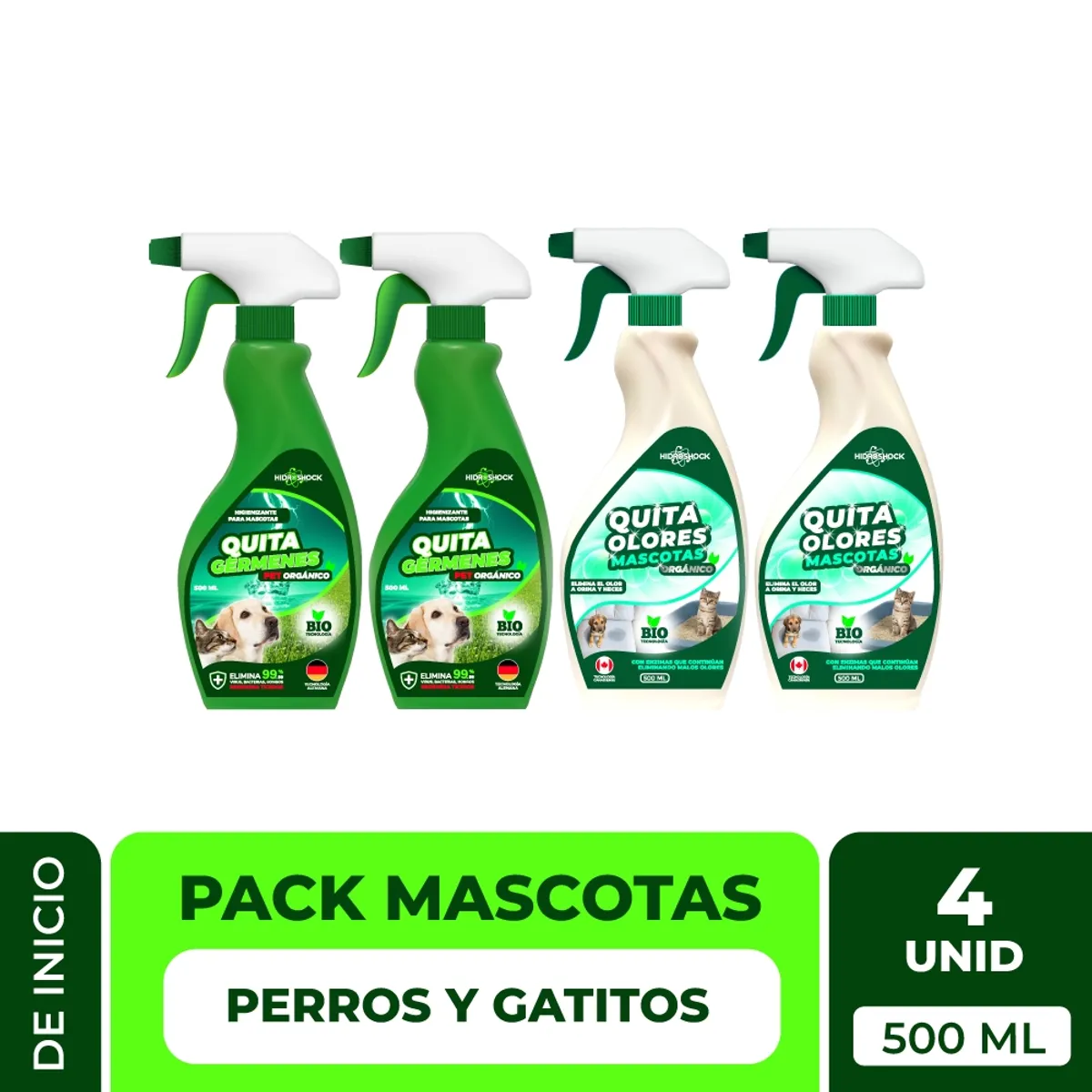 HIDROSHOCK - Limpieza biotecnologica Pack para mascotas Hidroshock