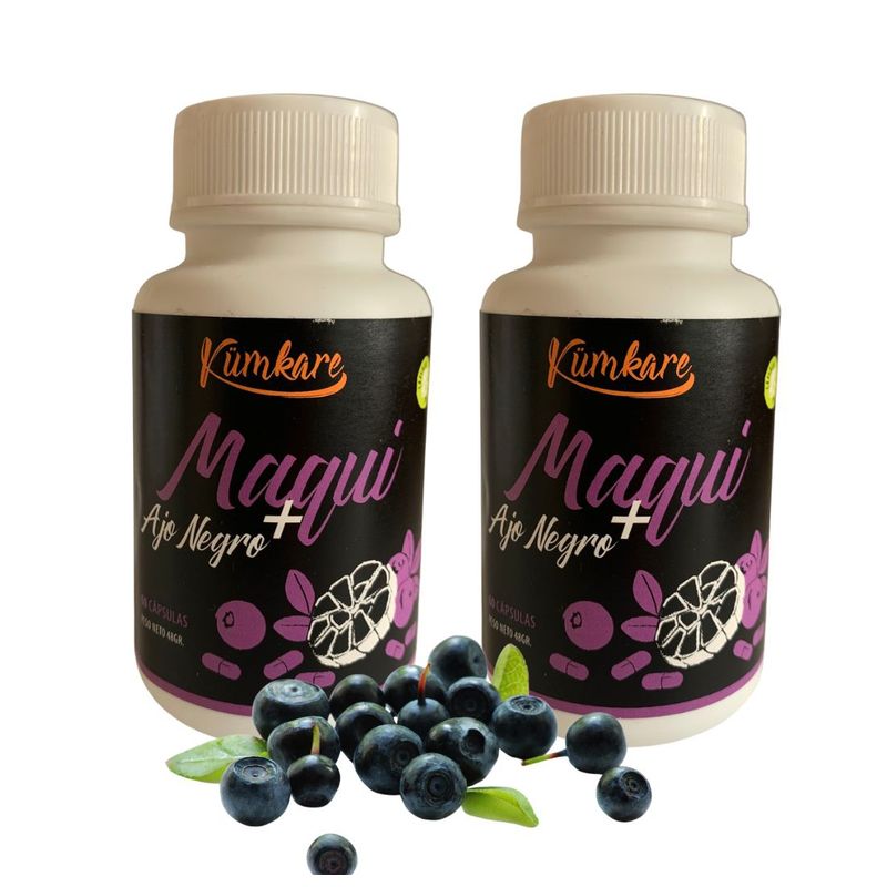 GENERICO - Pack 2 Cápsulas Ajo Negro+maqui 60 naturales Chilenas y veganas