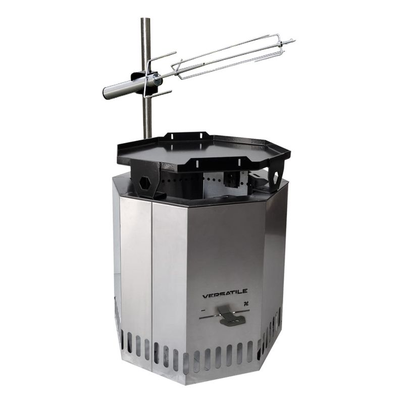 VERSATILE - Brasero Sin Humo Con Spiedo y Plancha