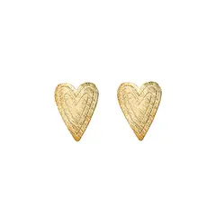 ANDREA COGGIOLA JOYAS - Aros Corazón Satinado Enchapado Oro 18K