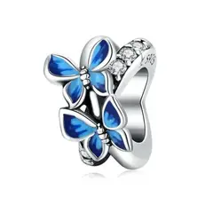 SILVER HEART - Charm Mariposas Azules en Plata Fina 925