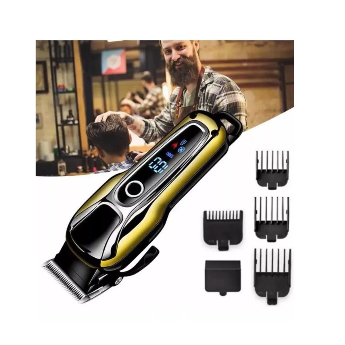 KEMEI - Cortadora de pelo Kemei KM-1990 negra y dorada 110V240V