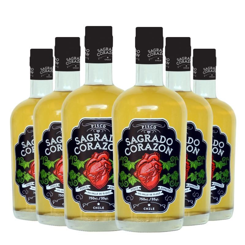 GENERICO - 6 Pisco Sagrado Corazon Especial 35º - Dorado