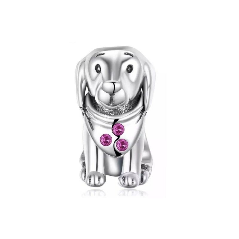 SILVER HEART - Charm Perro con Pañuelo en Plata Fina 925 SILVER HEART