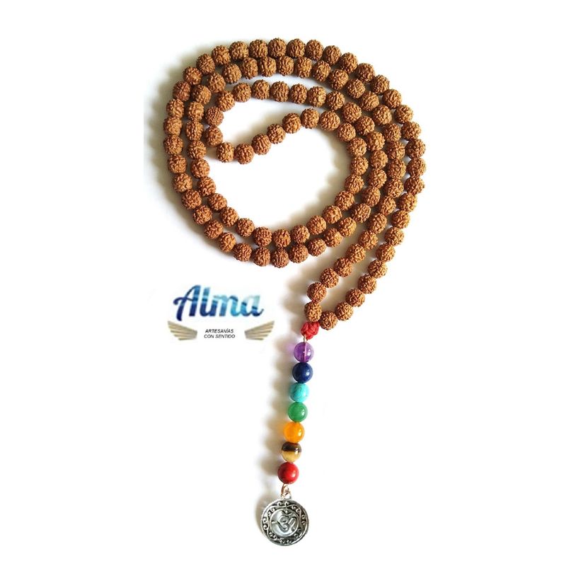 GENERICO - Japa Mala Semilla rudraksha 108 cuentas (collar) y cuarzos