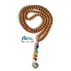 GENERICO - Japa Mala Semilla rudraksha 108 cuentas (collar) y cuarzos