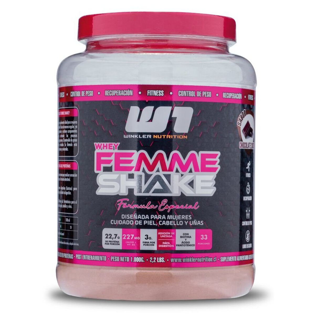 WINKLER NUTRITION - Proteina Mujer Whey Femme Chocolate Suizo 1 Kg.
