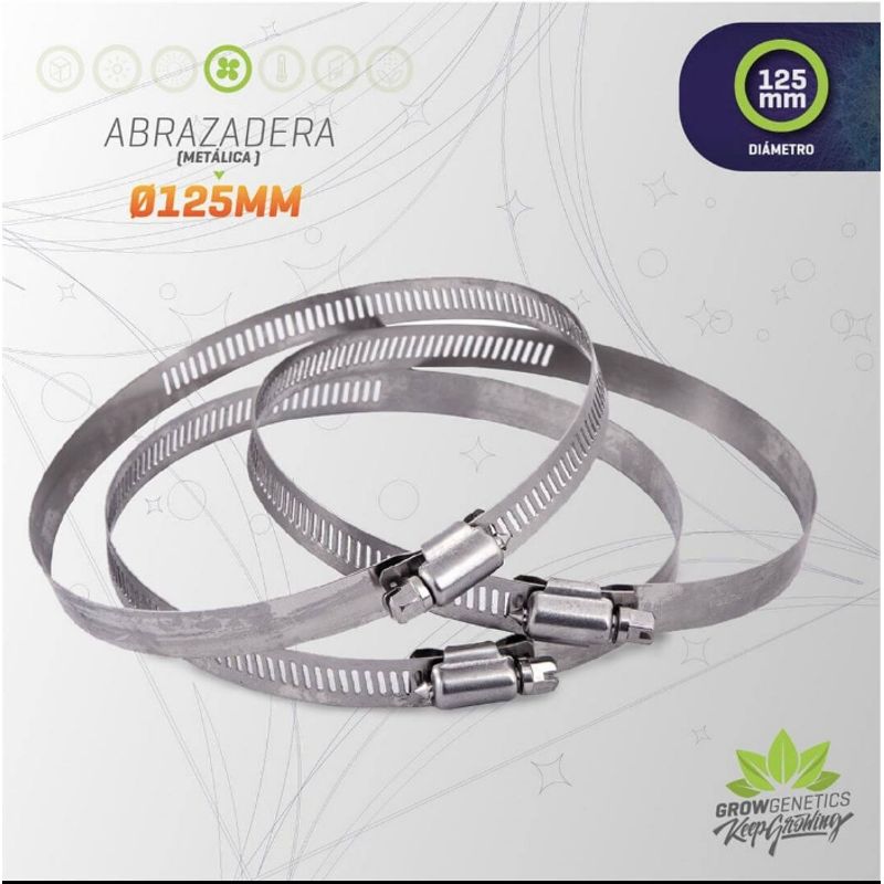GROW GENETICS - Abrazadera Metálica 125mm 5 pulgadas (Pack 20 Unid) - Grow Genetics
