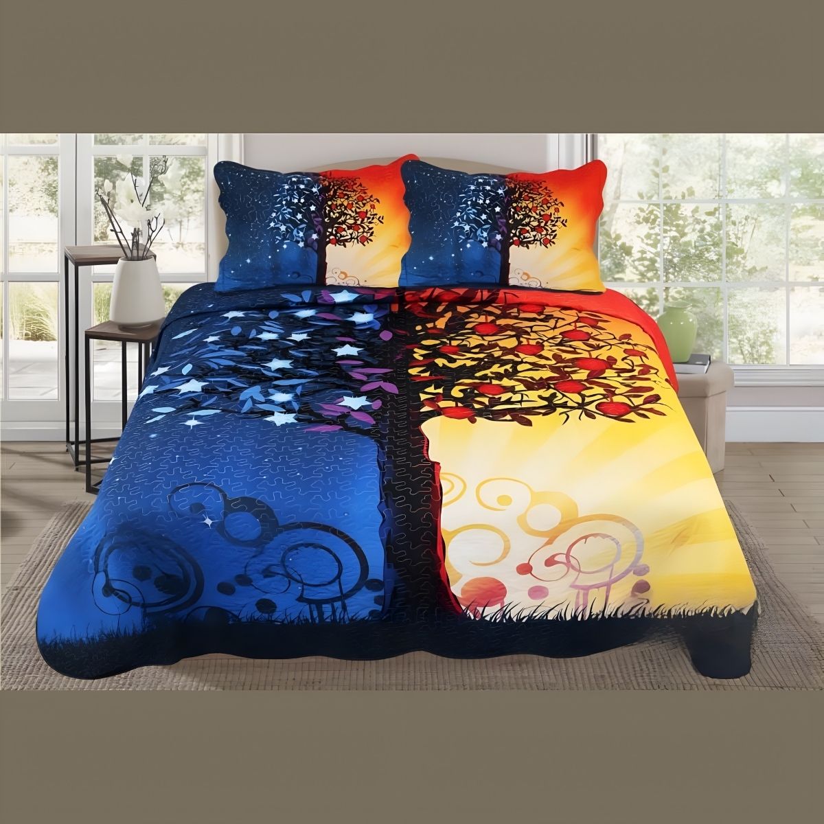 GENERICO - Quilt de verano cubrecamas 2 plaza reversibles