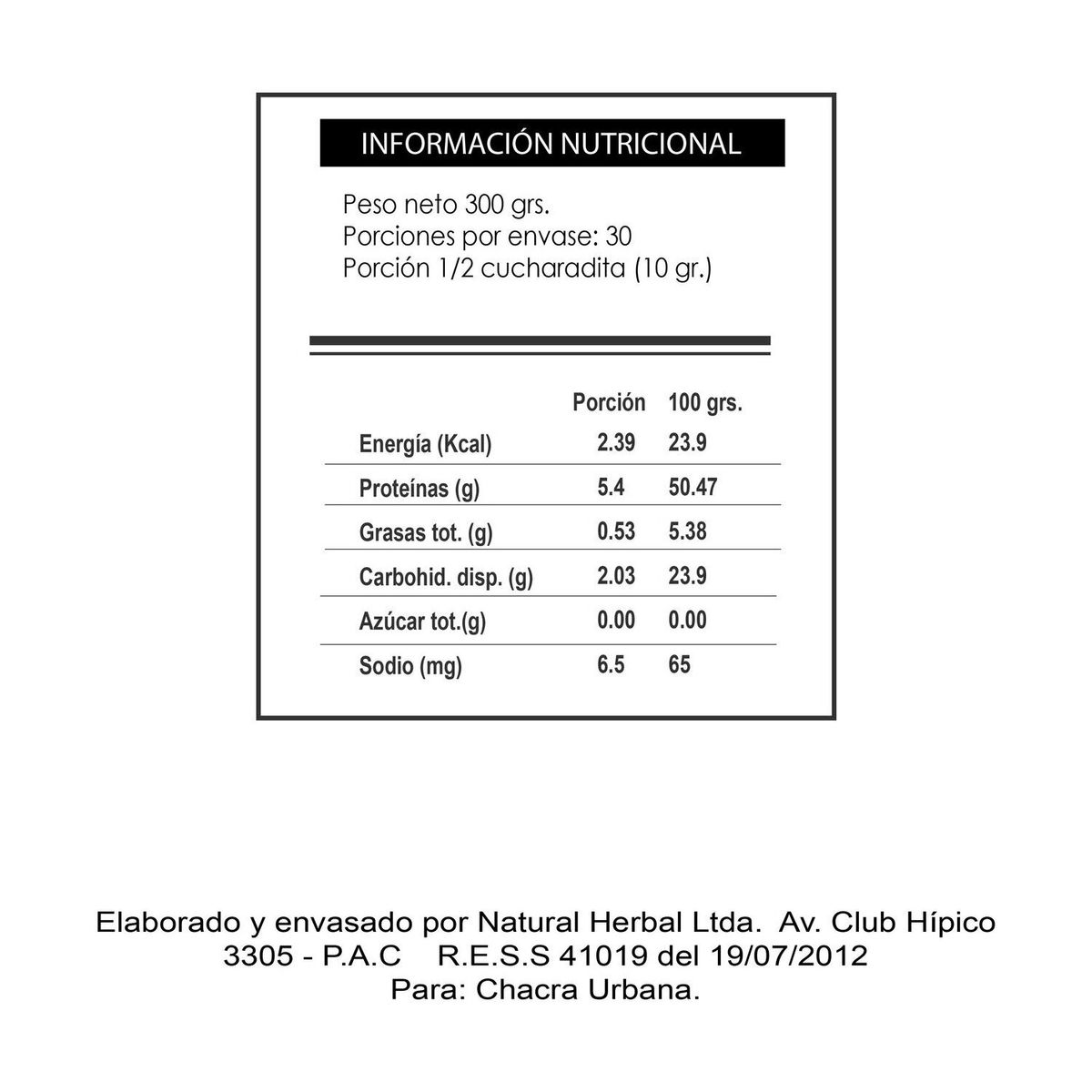 CHACRA URBANA - STEVIA EN POLVO SWET FOOT 70gr