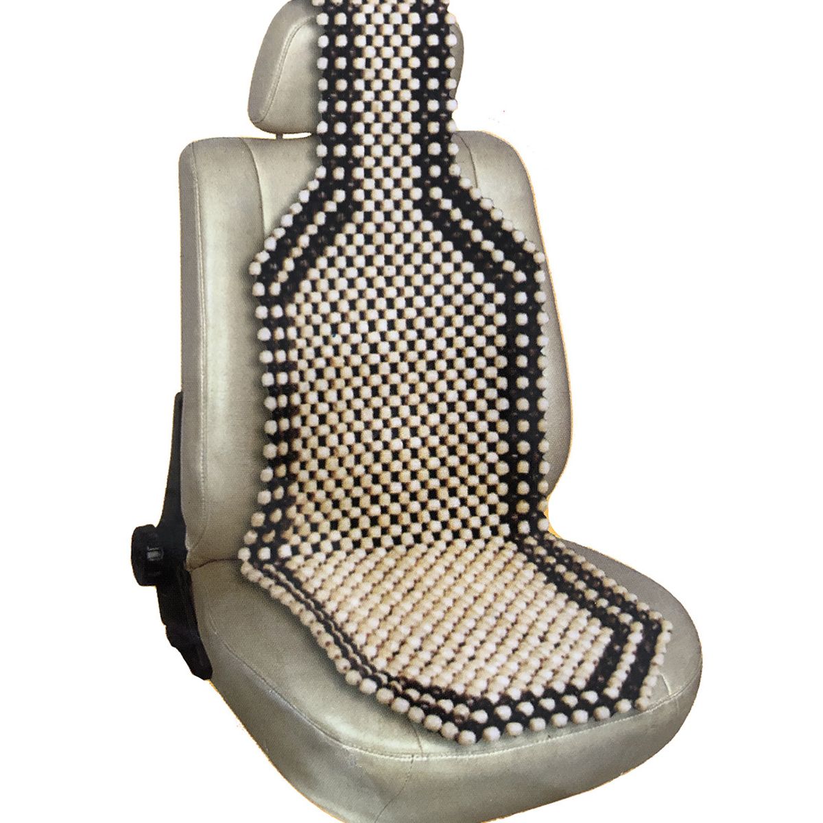 GENERICO - Cubre Asiento Respaldo Bolas Madera Bambu Masaje