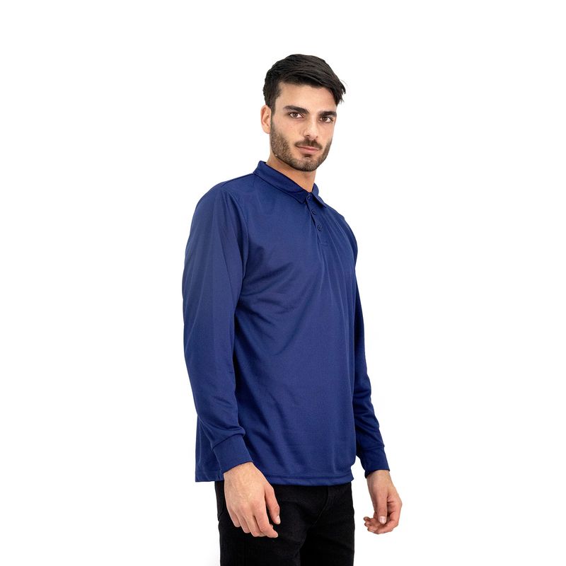 QUEBEC - Polera Cooldry Quebec Manga Larga Azul