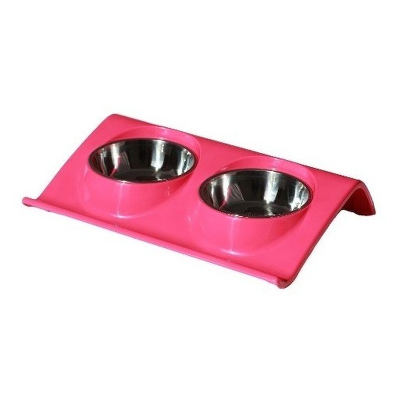 MASCAN - Plato Melamina Doble Z Talla S Fucsia Perro Mascan.