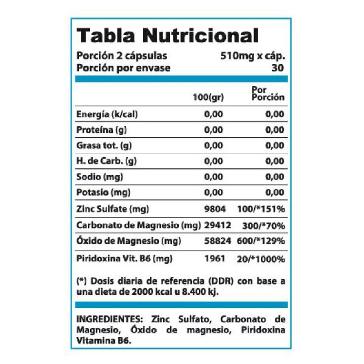 WINKLER NUTRITION - Zma Vitamina B6 90 Capsulas