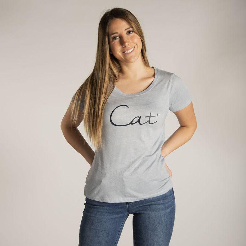 CAT - Polera M/C Mujer W Simple Script Tee Azul CAT