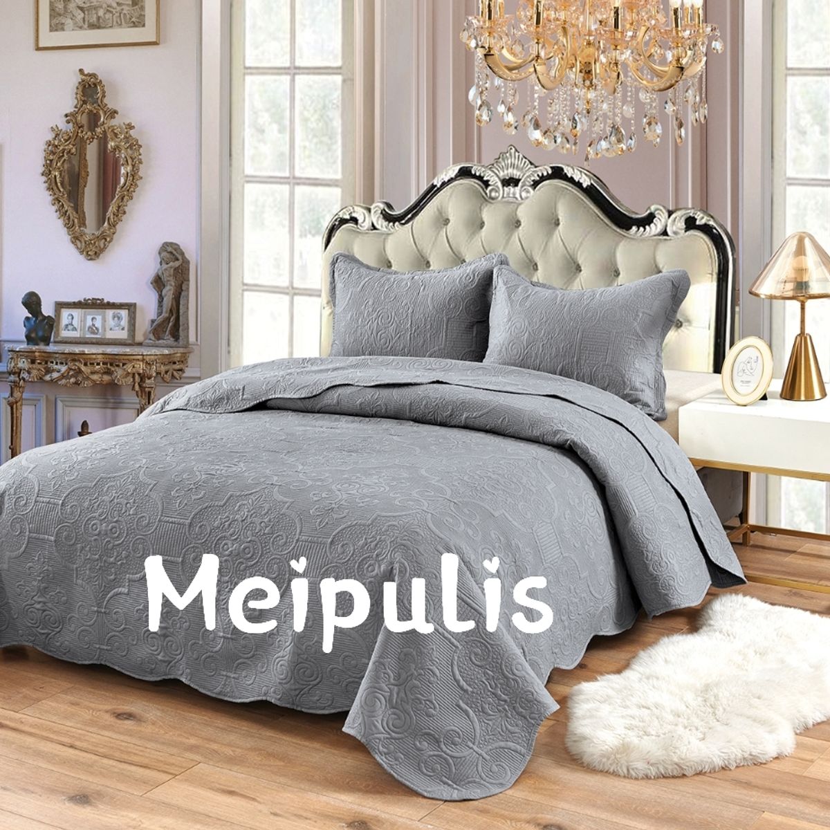 GENERICO - Cobertor Quilts de Verano 2 plazas Gris