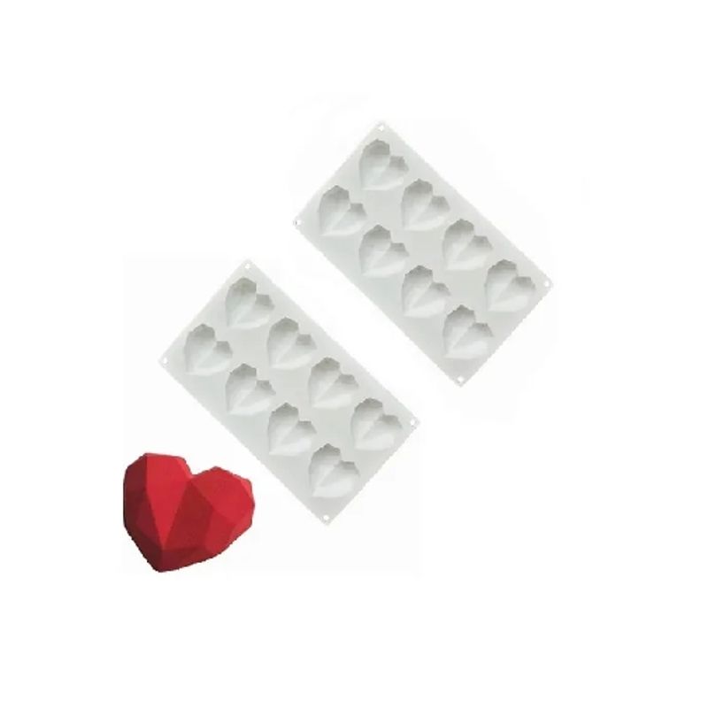 GENERICO - Pack X2 Molde Corazon Diamante Moldes De Silicona Corazón 8