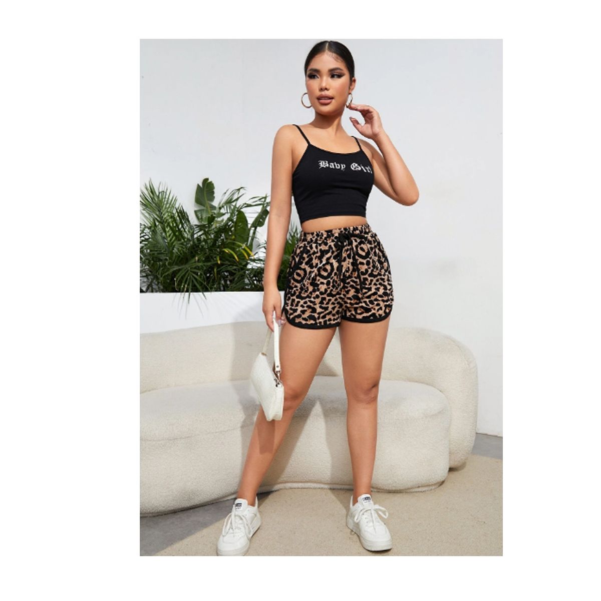 EVERSO - Short Mujer Estampado de Leopardo