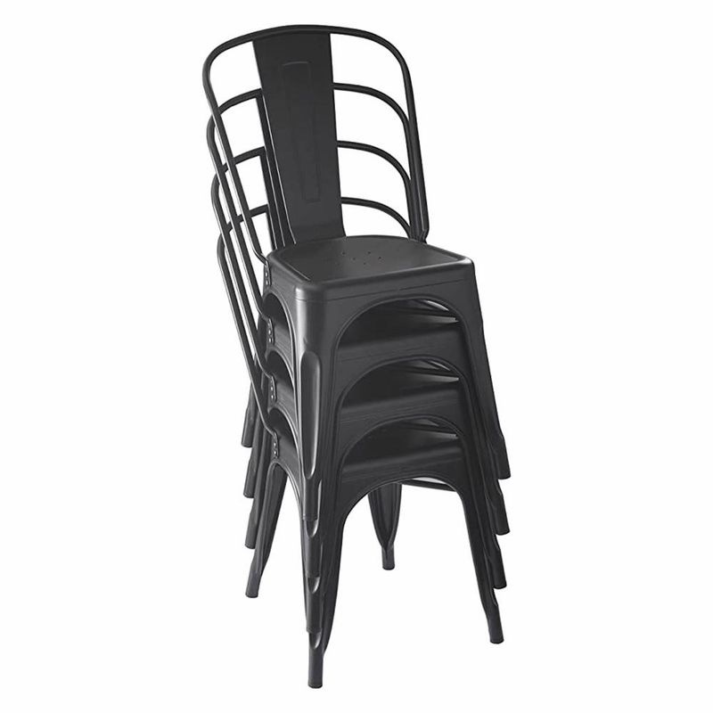 DETODOYMAS - Set De 4 Sillas Áncora De Comedor Tipo Tolix Negras DETODOYMAS