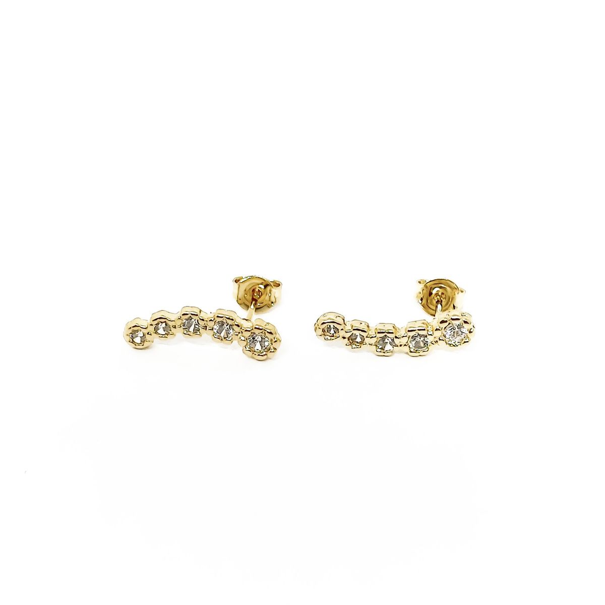 COGGIOLA - Aros Trepadores 5 Flores Circón Enchapado Oro 18K