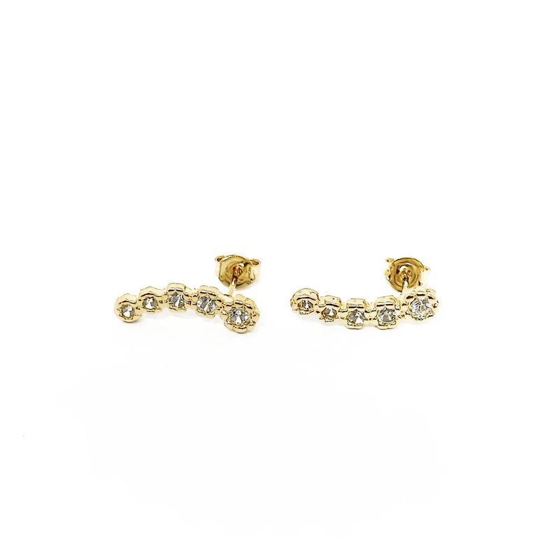 ANDREA COGGIOLA JOYAS - Aros Trepadores 5 Flores Circón Enchapado Oro 18K