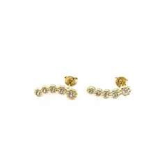 ANDREA COGGIOLA JOYAS - Aros Trepadores 5 Flores Circón Enchapado Oro 18K
