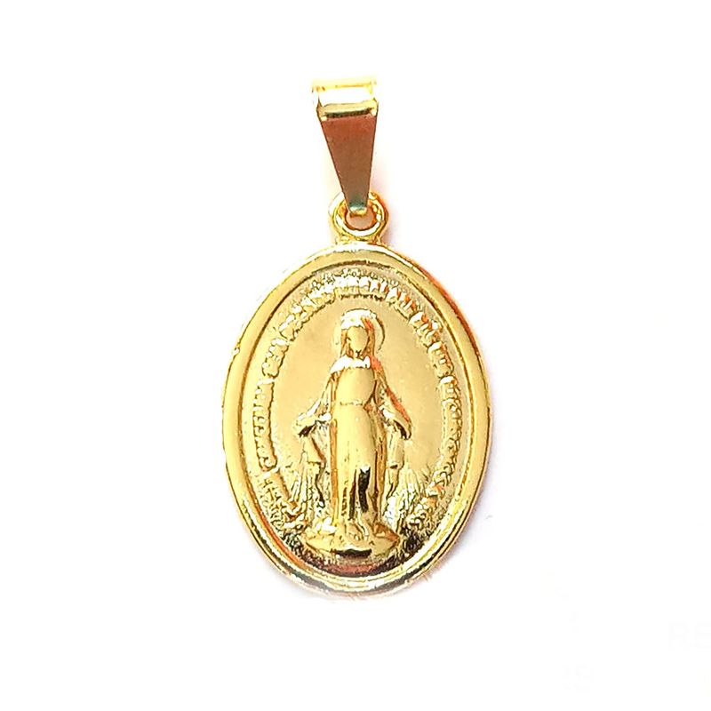 ANDREA COGGIOLA JOYAS - Colgante Medalla Virgen de los Rayos 14mm Enchapado Oro 18K