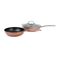 SIMPLIT - Set 2 Sartenes Cobre Antiadherente 28cm Tapa + 24cm