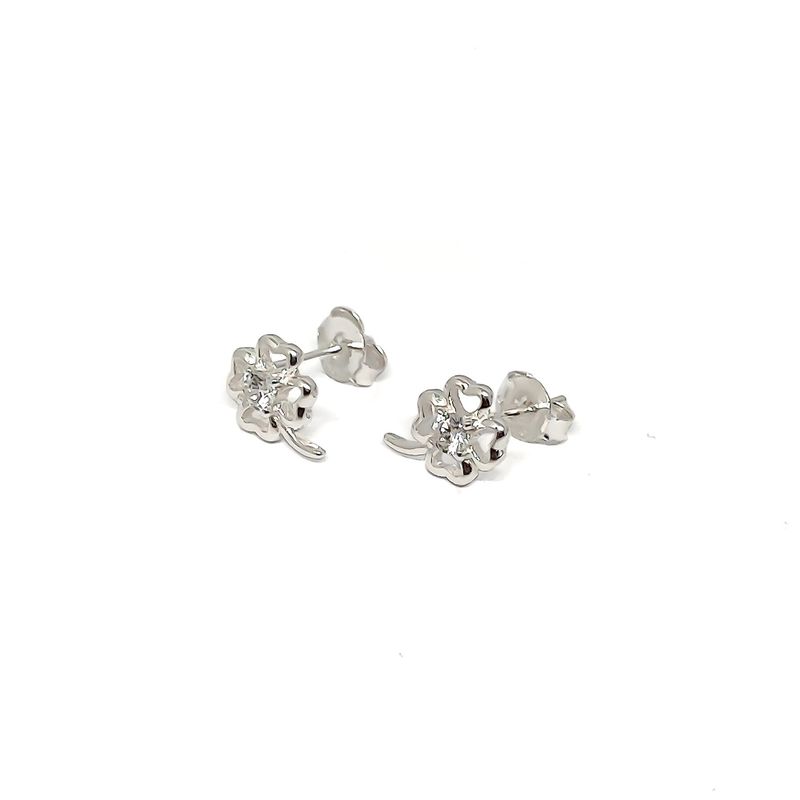 ANDREA COGGIOLA JOYAS - Aros Trébol Circón Plata Fina 925