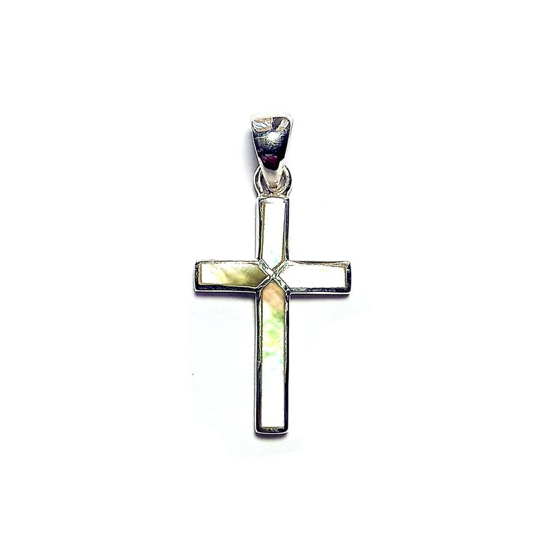 ANDREA COGGIOLA JOYAS - Colgante Nácar Cruz Plata Fina 925