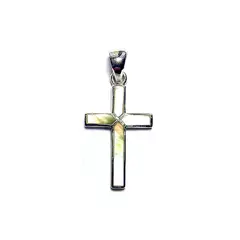 ANDREA COGGIOLA JOYAS - Colgante Nácar Cruz Plata Fina 925